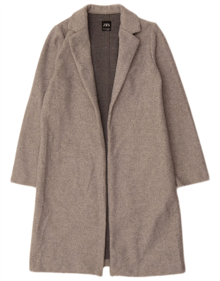 Soprabito aperto da donna Zara UK 10 piccolo poliestere grigio
