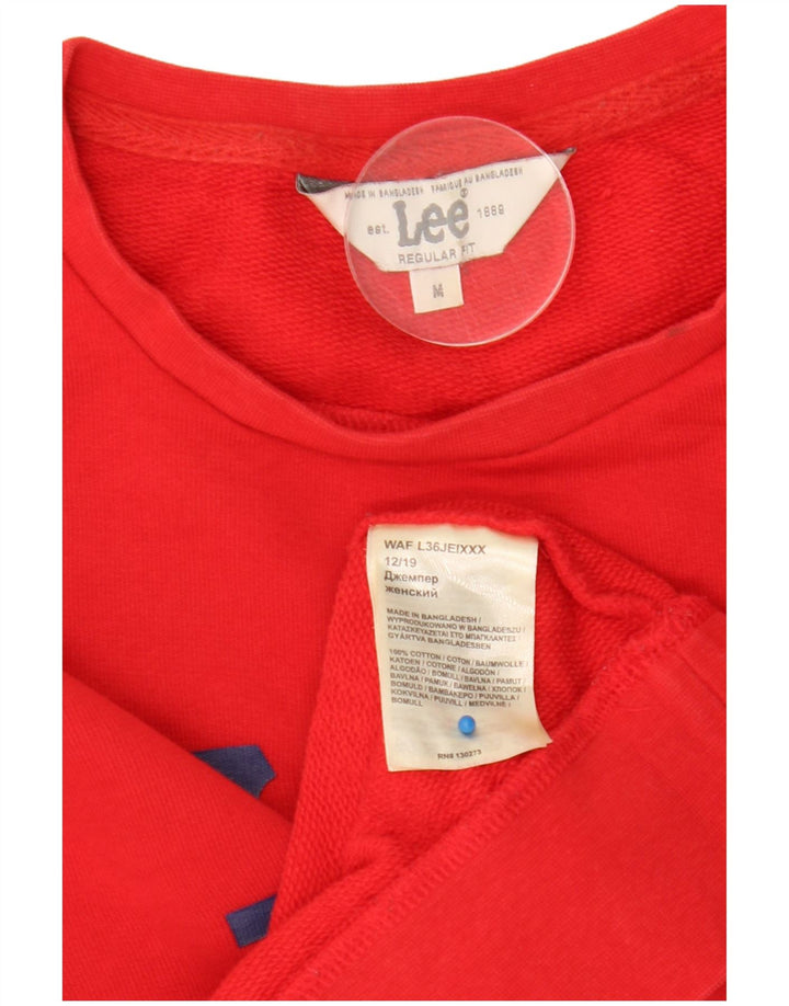 Felpa Lee da donna con vestibilità regolare grafica, maglione, UK 14, cotone rosso medio