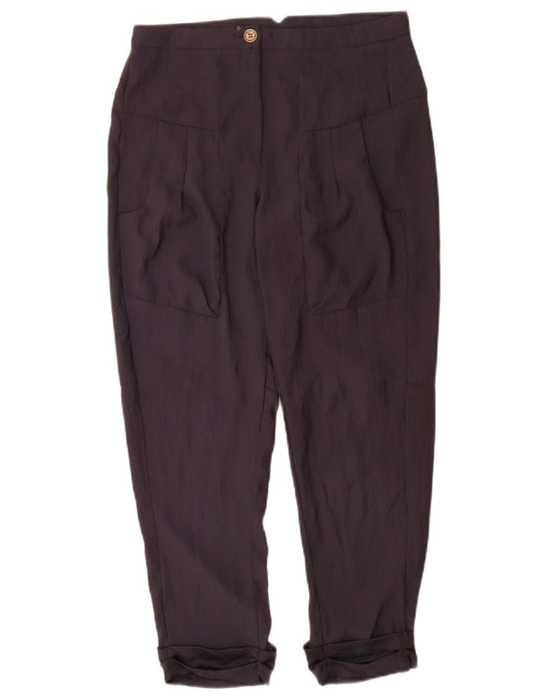 Pantaloni casual dritti da donna Topshop UK 6 XS W26 L26 poliestere blu navy
