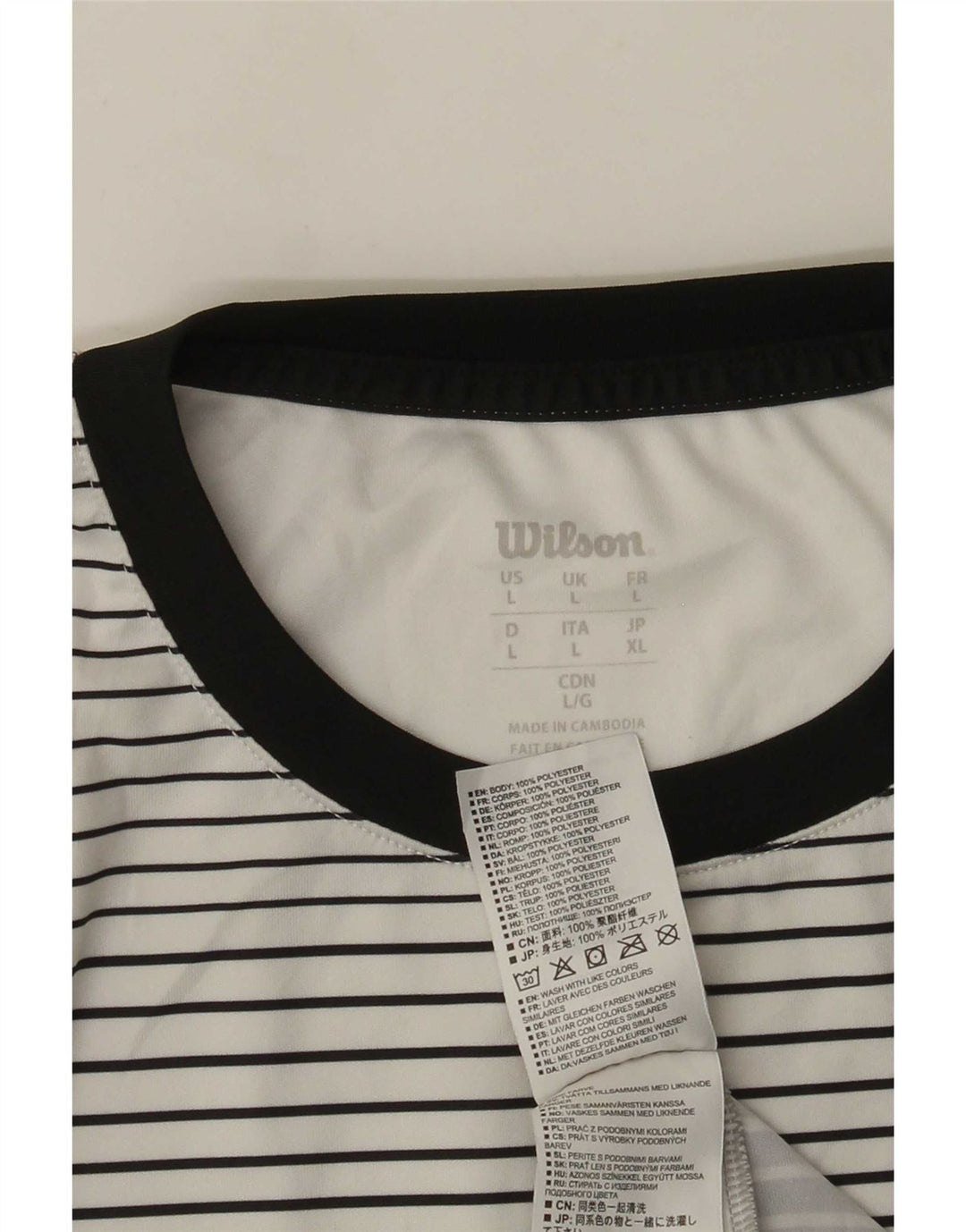 T-shirt da uomo Wilson Top in poliestere a righe bianche grandi