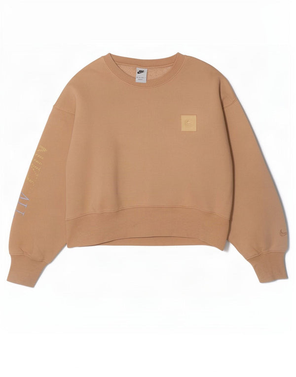 Felpa con grafica corta oversize da donna Nike UK 6 XS cotone beige
