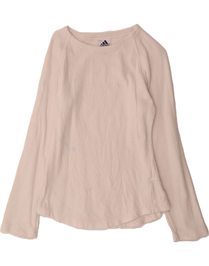 ADIDAS Womens Top Long Sleeve UK 10 Small White Vintage Adidas and Second-Hand Adidas from Messina Hembry 