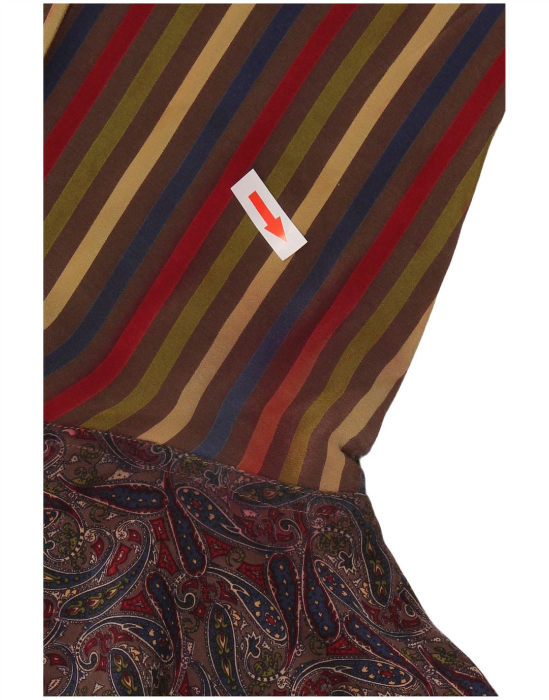 Camicetta camicia da donna VINTAGE UK 12 Seta Paisley multicolore media