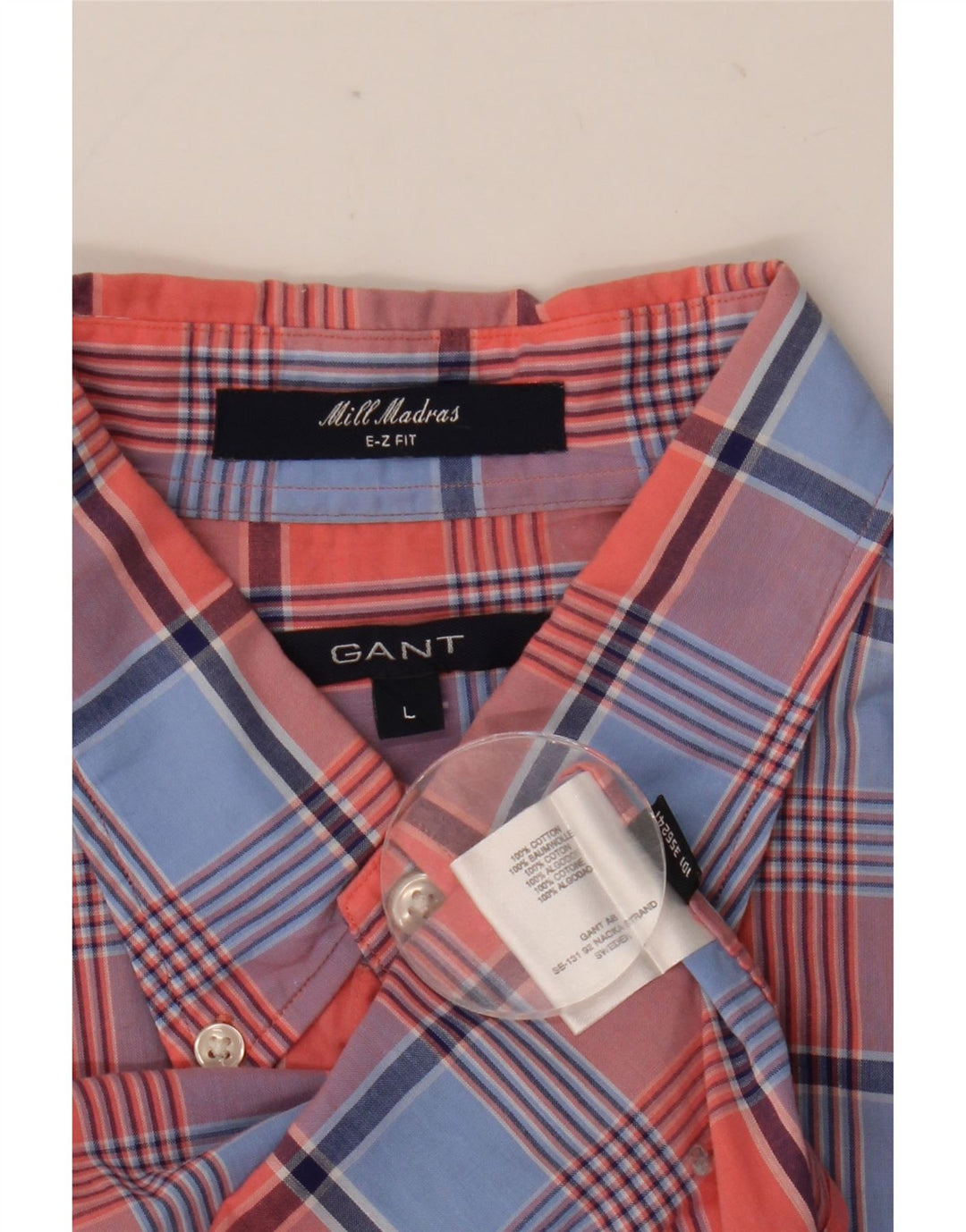 Gant Camicia da uomo a maniche corte E-Z Fit grande in cotone a quadri multicolore