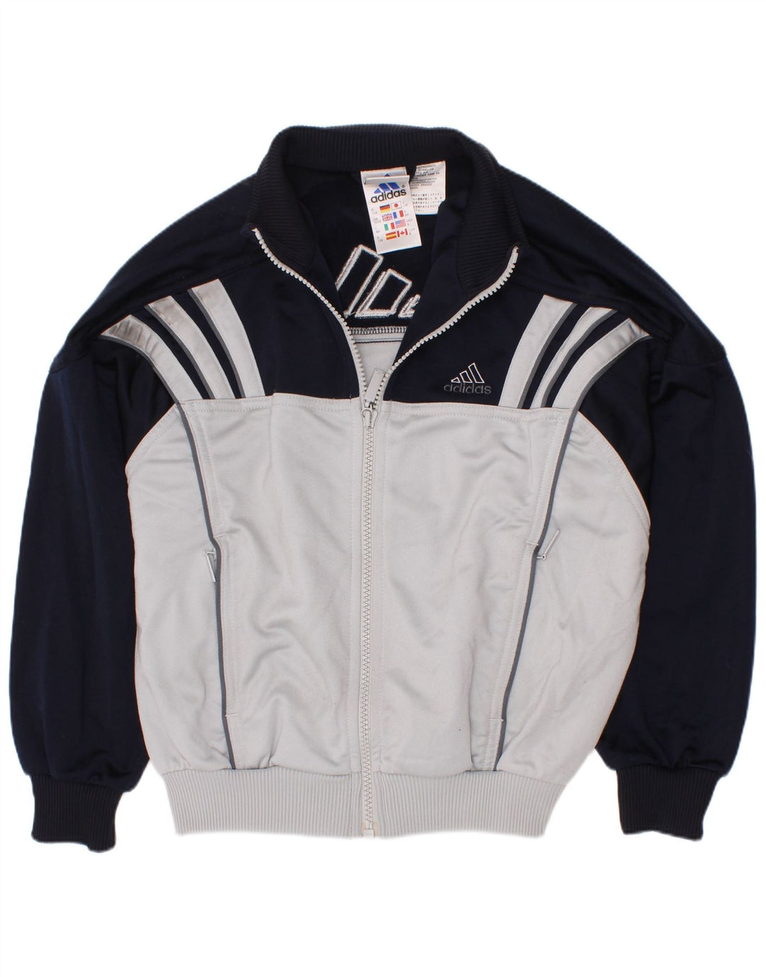 Giacca da ginnastica grafica da ragazzo Adidas 7-8 anni Blu navy Colourblock