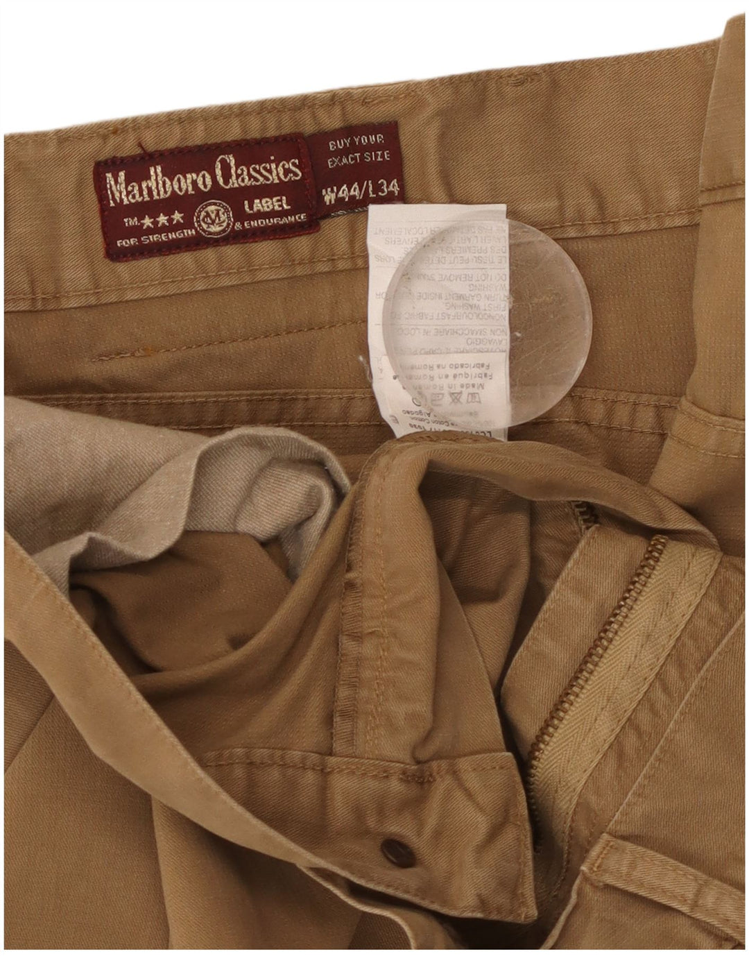 Pantaloni casual dritti da uomo Marlboro Classics W44 L34 Cotone beige