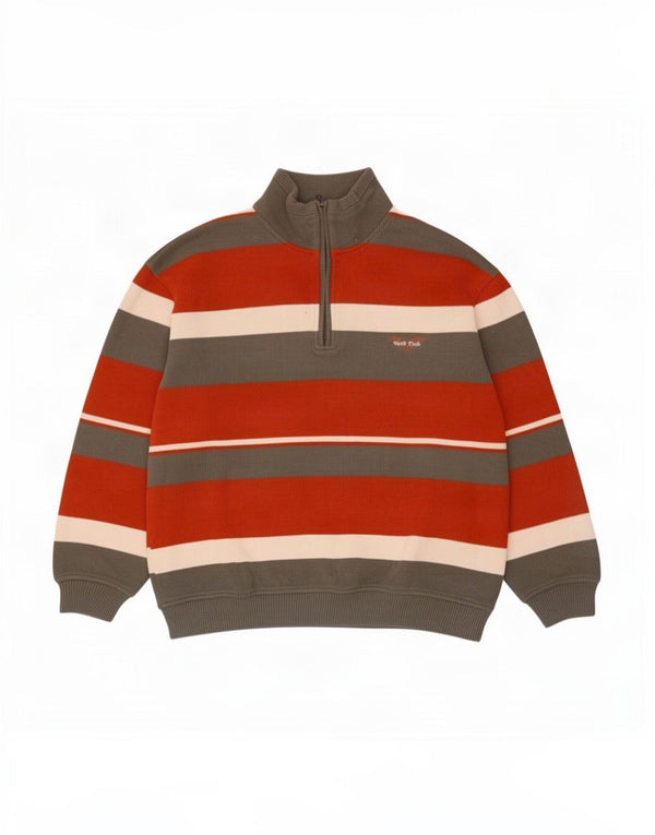 Maglione da uomo con zip e collo Engbers 2XL in cotone a righe multicolore