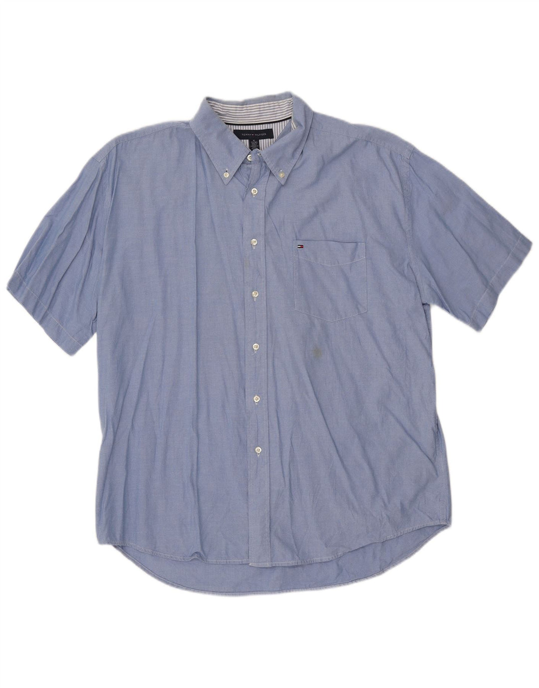 TOMMY HILFIGER Camicia a maniche corte da uomo XL in cotone blu