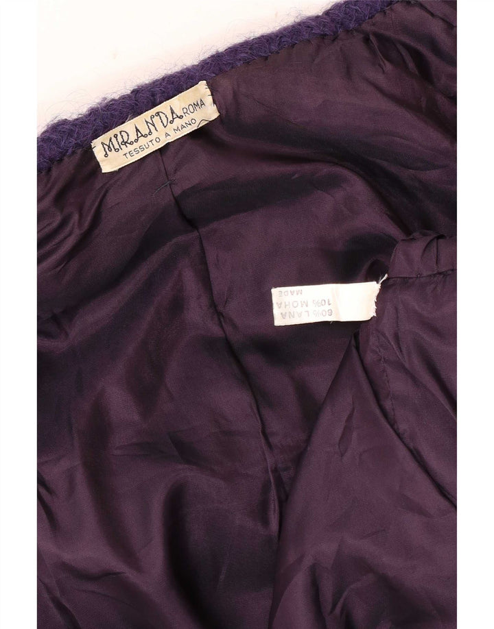 Giacca blazer da donna vintage UK 18 XL lana a quadri viola