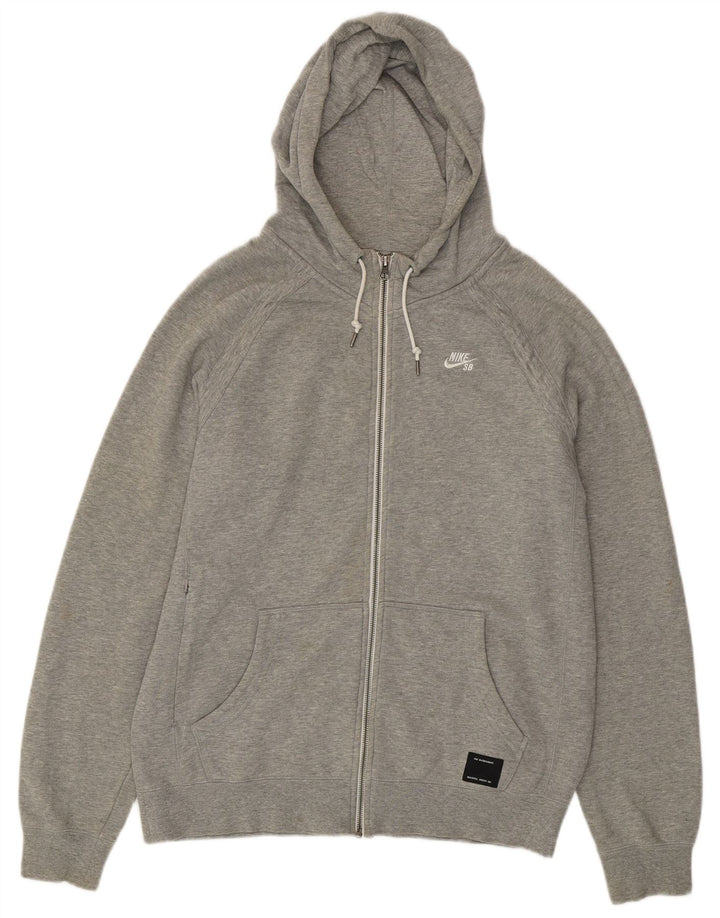 Felpa con cappuccio e zip Nike da uomo in cotone grigio medio