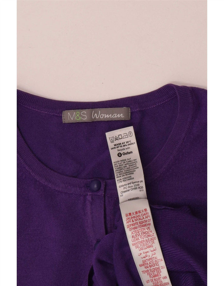 Maglione cardigan da donna Marks & Spencer UK 10 piccolo viscosa viola