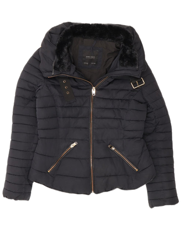 Giacca imbottita da donna Zara UK 12 media blu navy in poliestere