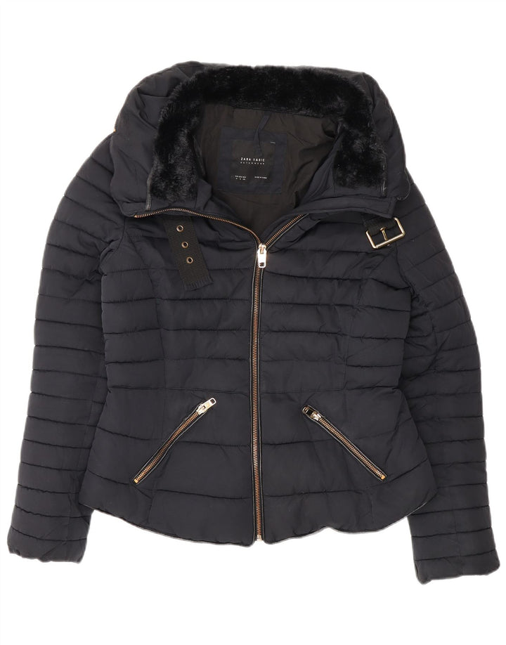 Giacca imbottita da donna Zara UK 12 media blu navy in poliestere