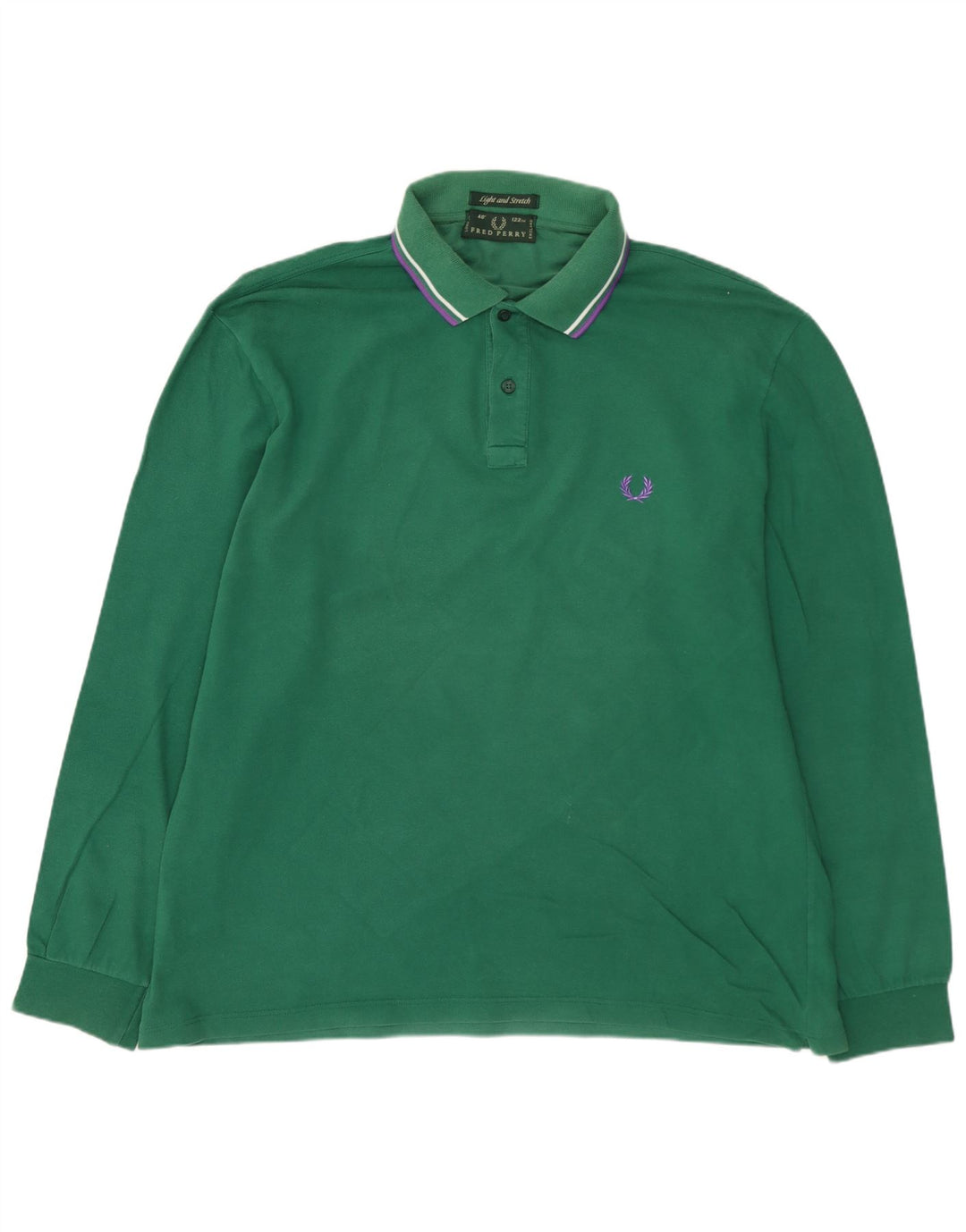 FRED PERRY Polo da uomo a maniche lunghe grande in cotone verde