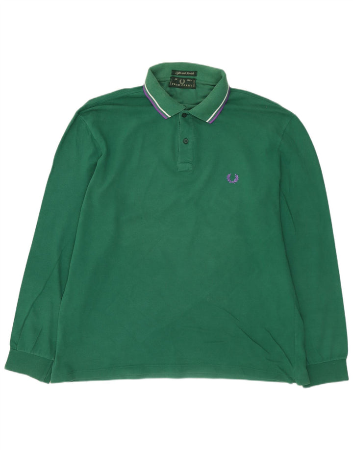 FRED PERRY Polo da uomo a maniche lunghe grande in cotone verde