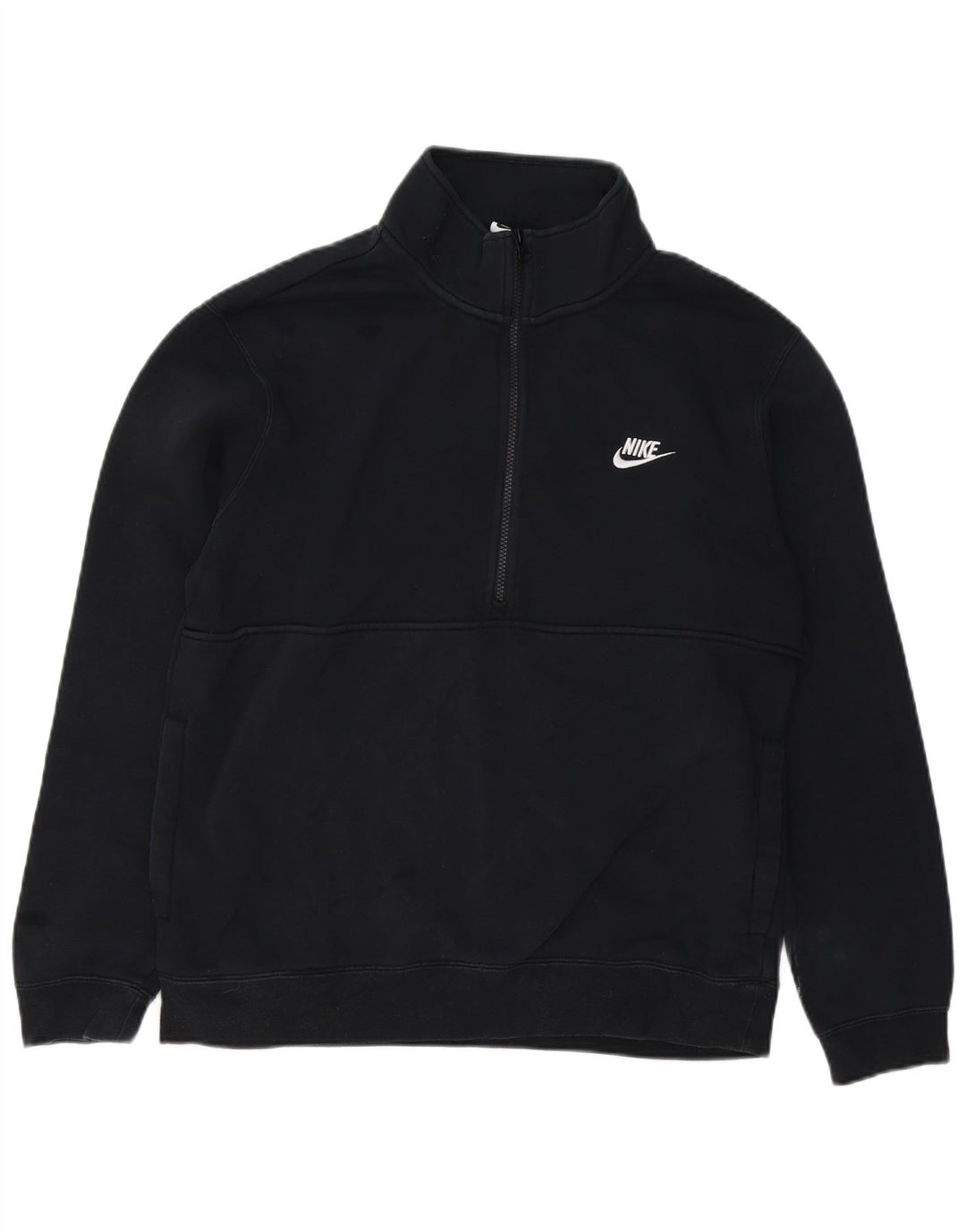 NIKE Felpa da uomo con collo con zip, maglione grande, cotone nero