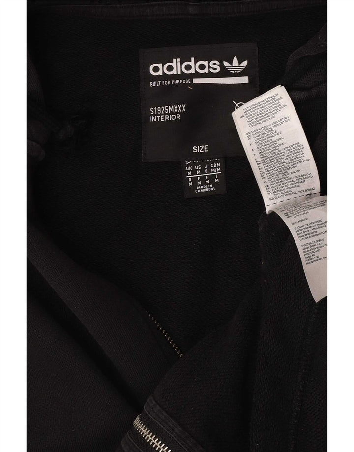 Maglione con cappuccio e zip grafica da uomo Adidas in cotone nero medio