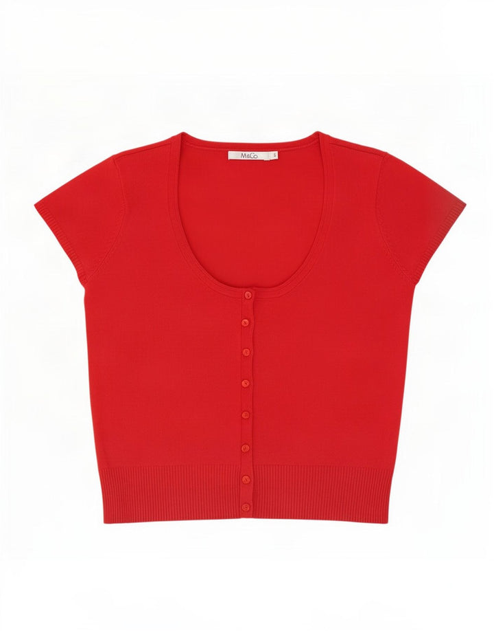 Top in camicetta a maniche corte da donna M&Co UK 10 piccolo poliestere rosso