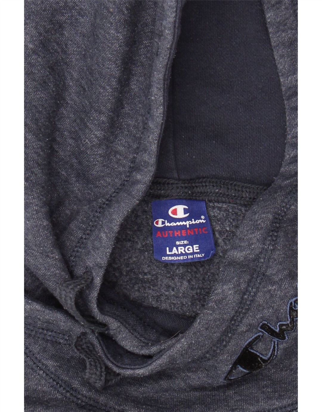 Maglione con cappuccio grafico da donna CHAMPION UK 16 Large Blu Navy