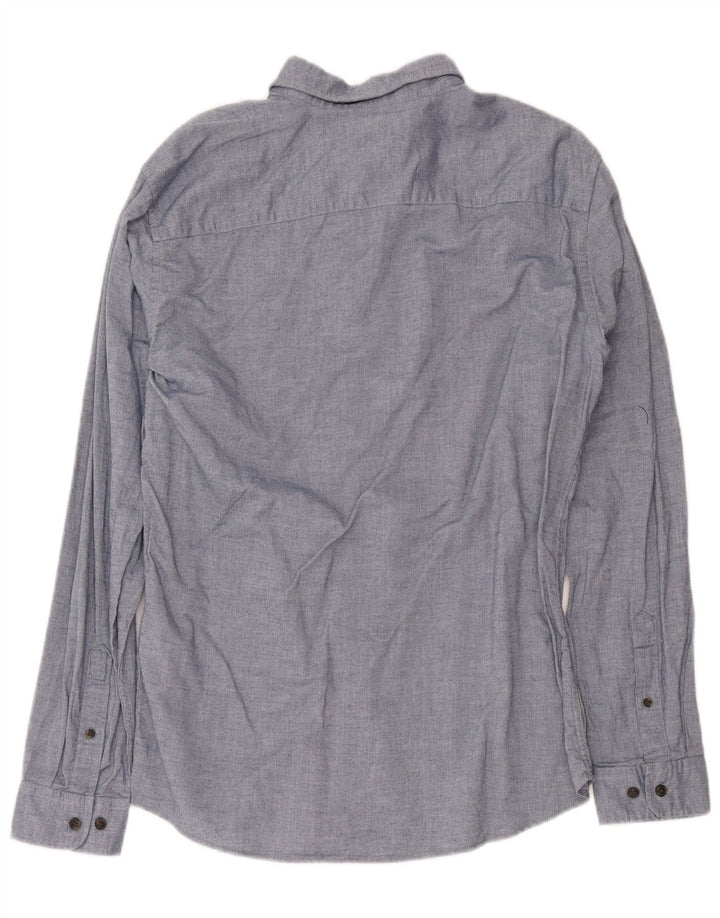 Jack & Jones Camicia da uomo in flanella di cotone a spina di pesce blu grande
