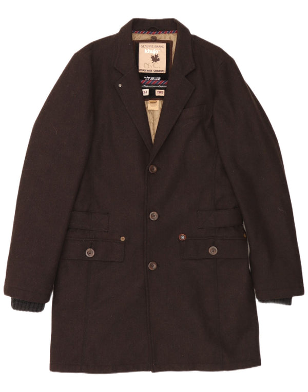 Cappotto da uomo KHUJO UK 40 Large Marrone a spina di pesce in poliestere