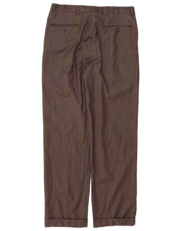 BROOKS BROTHERS Mens Madison Pegged Suit Trousers W33 L31 Brown Check Wool