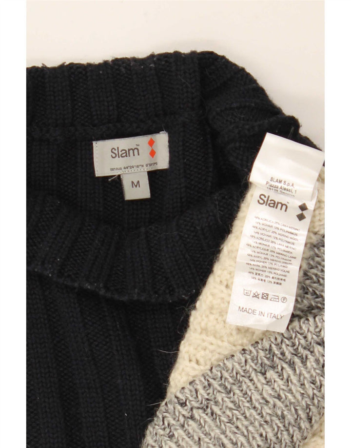 Maglione maglione a collo alto da donna Slam UK 14 Blocco colore bianco sporco medio