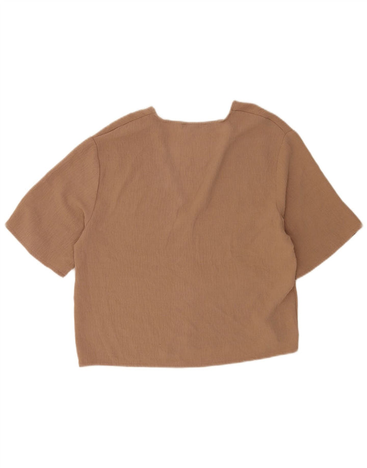 Top Zara da donna con maniche a 1/2 maniche UK 10 Small Marrone