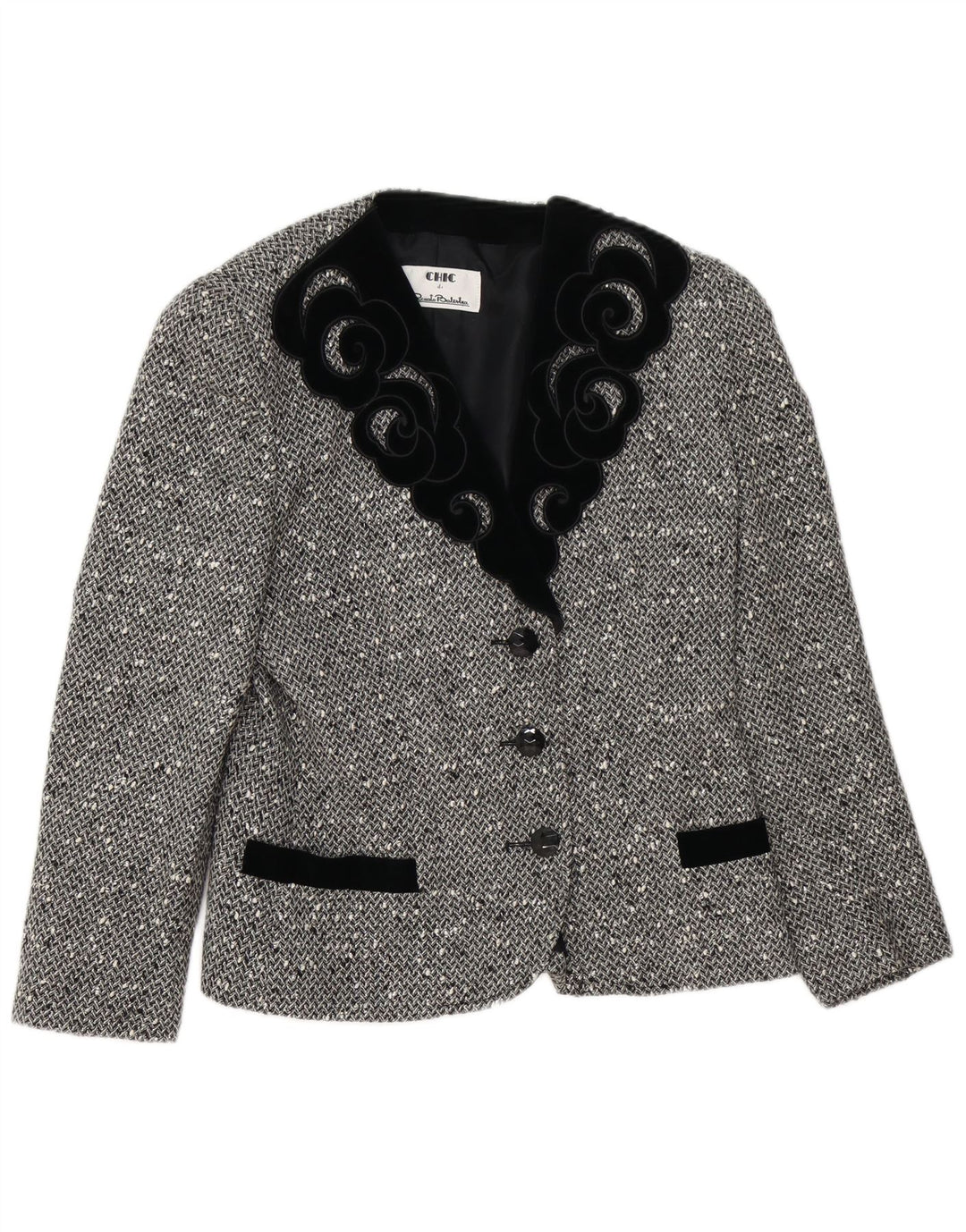 Set gonna chic da donna in 2 pezzi a 3 bottoni IT 42 medio W28 grigio screziato
