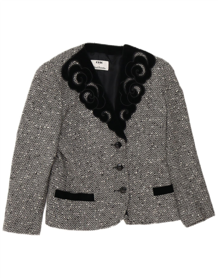 Set gonna chic da donna in 2 pezzi a 3 bottoni IT 42 medio W28 grigio screziato
