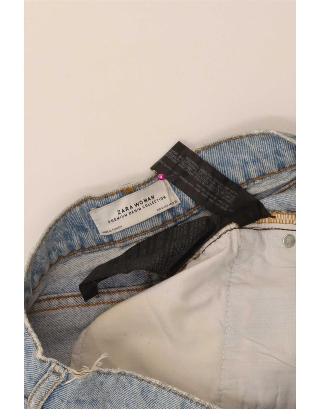 Gonna mini denim invecchiata Zara da donna, media W28, cotone blu