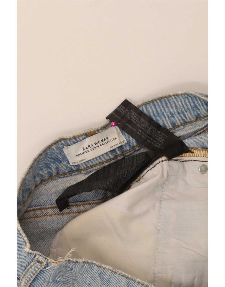 Gonna mini denim invecchiata Zara da donna, media W28, cotone blu