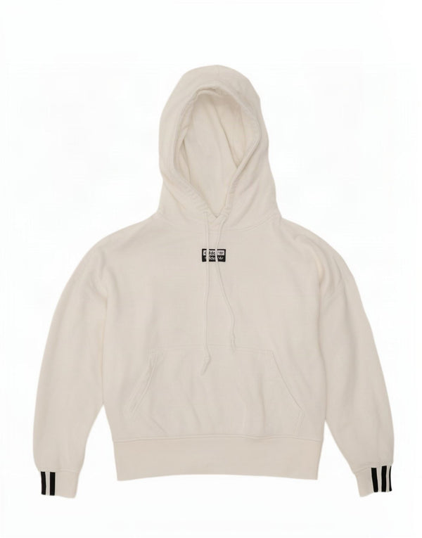 Felpa con cappuccio oversize da donna Adidas UK 6 XS cotone bianco