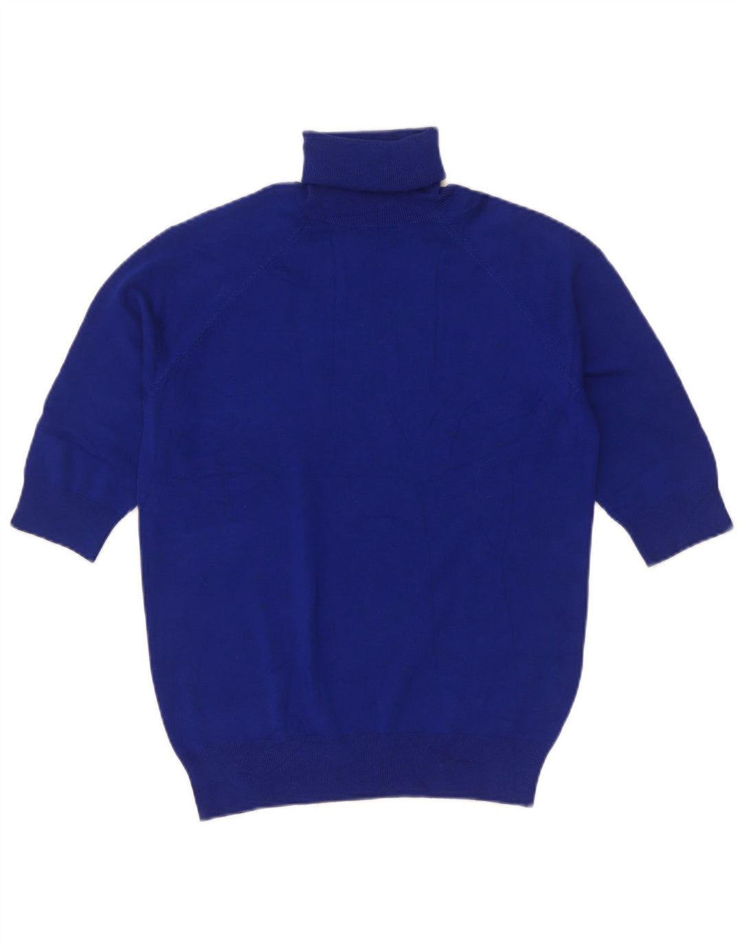 Maglione Zara da donna a maniche corte con collo alto, UK 12, viscosa blu medio