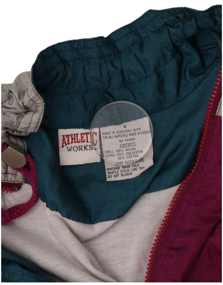 Giacca da ginnastica oversize da donna vintage piccola in nylon color block rosa