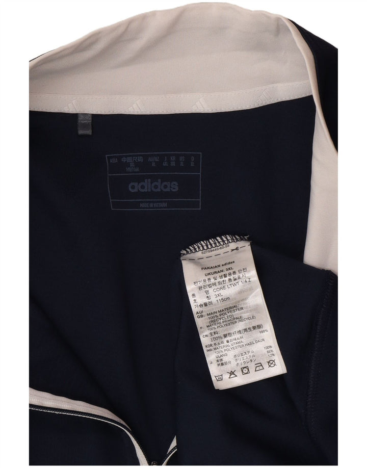 Felpa Adidas da uomo con zip e collo, maglione XL, blu navy in poliestere