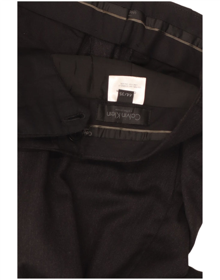 CALVIN KLEIN Pantaloni da abito dritti da uomo IT 44 XS W30 L30 Lana grigia