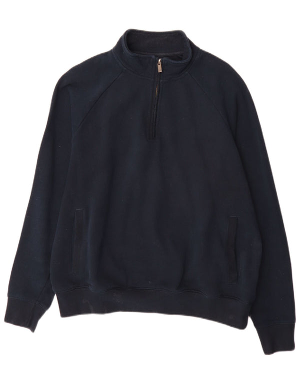 Felpa Marks & Spencer da uomo con vestibilità regolare con zip 1/4, blu navy medio