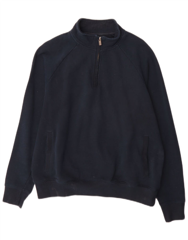 Felpa Marks & Spencer da uomo con vestibilità regolare con zip 1/4, blu navy medio