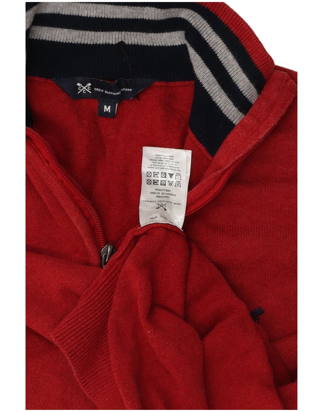 Crew Clothing Maglione da uomo con zip e collo in cotone rosso medio