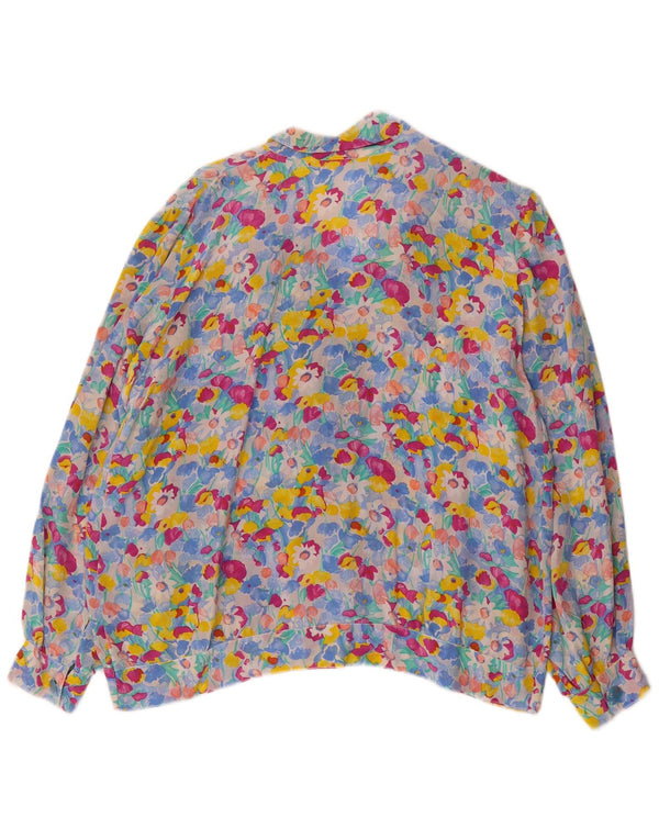 Camicetta camicia vintage da donna UK 18 XL floreale multicolore