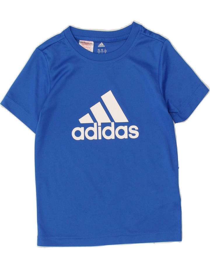 ADIDAS Boys Climalite Graphic T-Shirt Top 7-8 Years Blue Polyester | Vintage Adidas | Thrift | Second-Hand Adidas | Used Clothing | Messina Hembry 