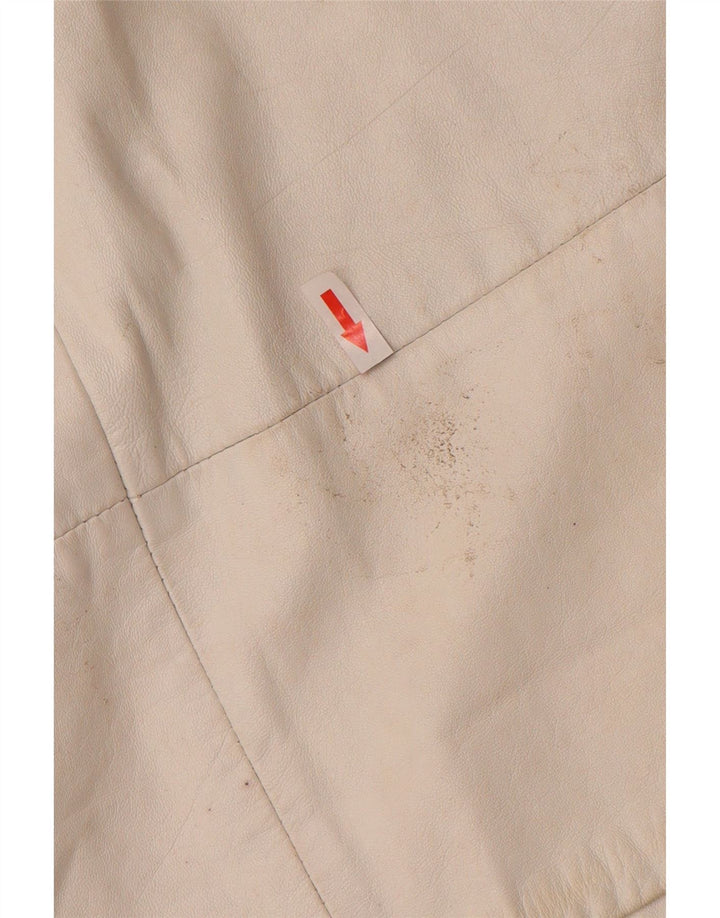 Set gonna vintage in pelle da donna in 2 pezzi UK 12 medio W26 bianco sporco