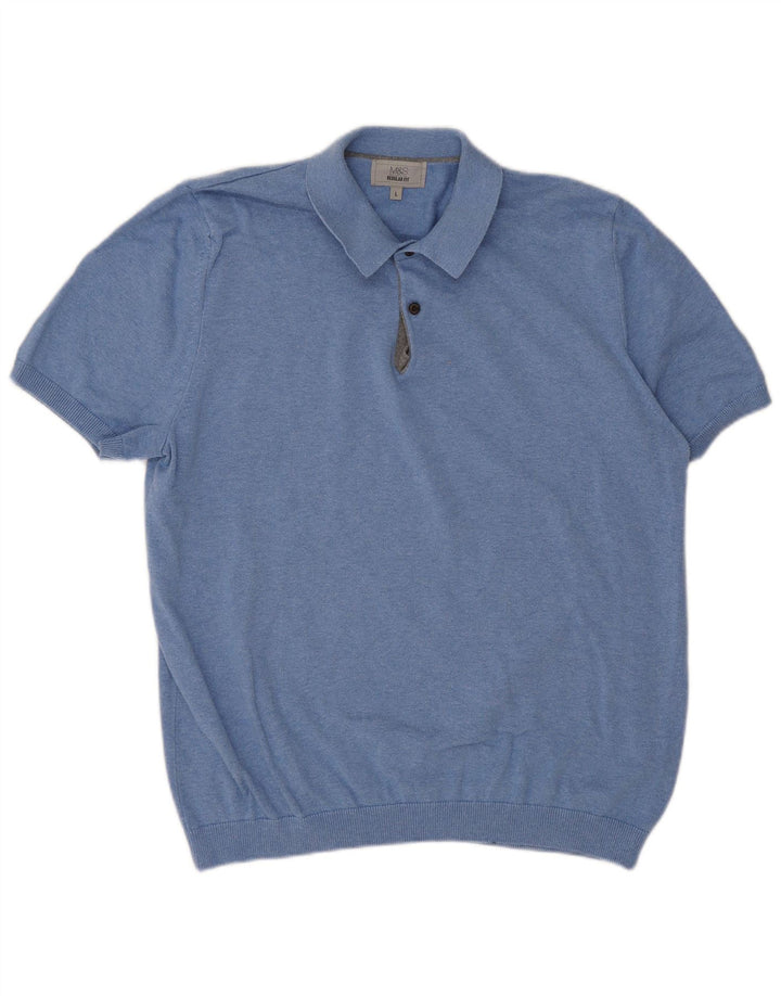 Marks & Spencer Maglione da uomo a maniche corte con collo a polo grande blu