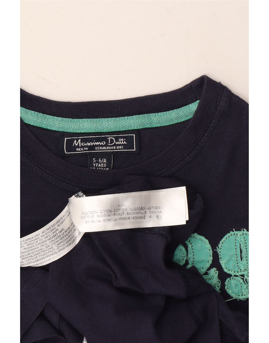 MASSIMO DUTTI Boys Graphic T-Shirt Top 5-6 Years Navy Blue Cotton Vintage Massimo Dutti and Second-Hand Massimo Dutti from Messina Hembry 