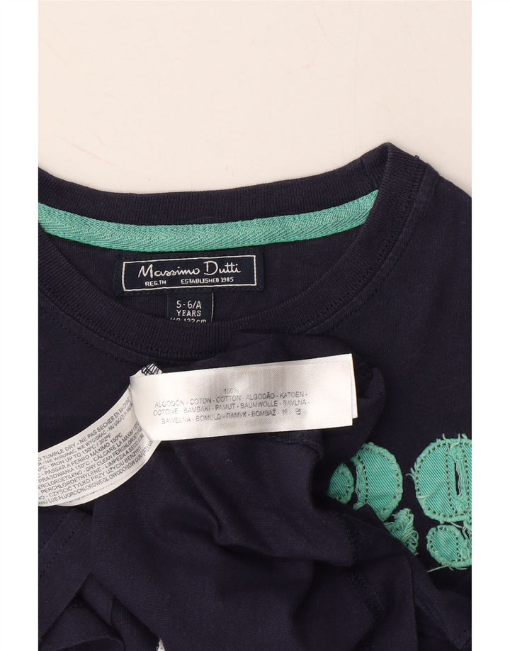 MASSIMO DUTTI Boys Graphic T-Shirt Top 5-6 Years Navy Blue Cotton Vintage Massimo Dutti and Second-Hand Massimo Dutti from Messina Hembry 