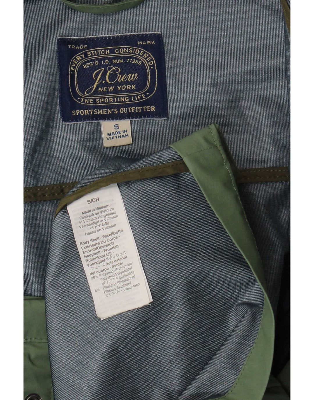 Giacca pratica da uomo con cappuccio J. Crew UK 36 Small Verde Poliestere