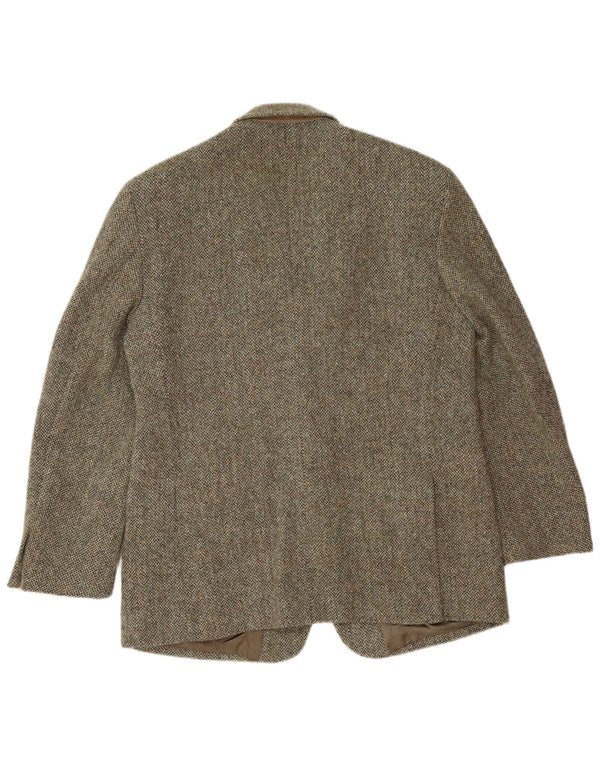 HARRIS TWEED Giacca blazer a 2 bottoni da uomo UK 44 2XL Lana kaki