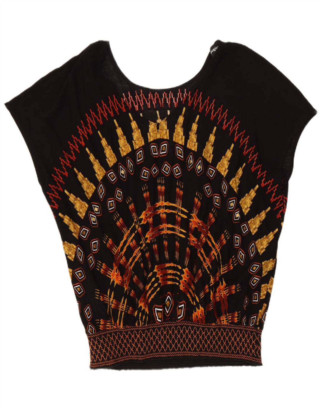 Desigual Camicetta da donna Top UK 16 Large Nero geometrico