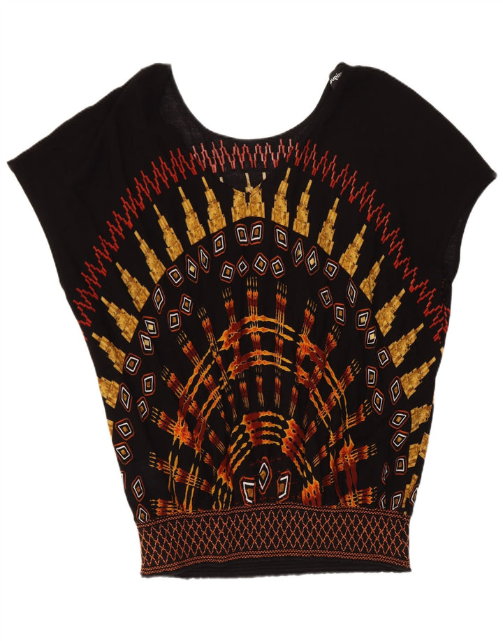 Desigual Camicetta da donna Top UK 16 Large Nero geometrico